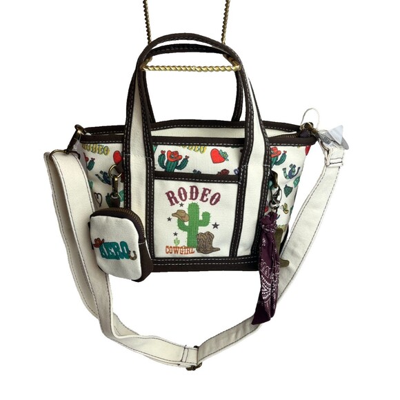 AERO Handbags - Aeropostale Rodeo Cowgirl Western Canvas Tote Bag Cactus Print Boot Charm Viral